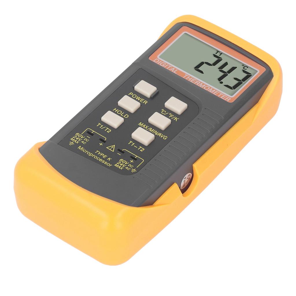 K Type Thermocouple Thermometer Dual Channel LCD Temperature Meter with 4 Probes DC60V AC24V Input