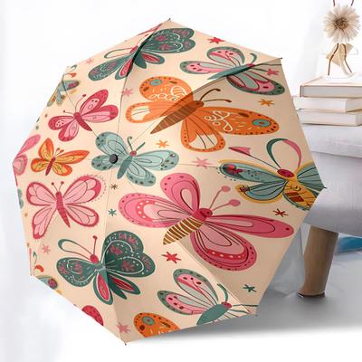 1pc Butterfly Pattern Automatic Open/Close Umbrella, Portable Folding Umbrella for Travel, Themed Events086