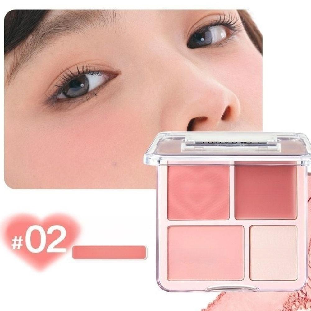 1pcs Korean Style Blush Highlighter Palette Four Color Matte Sculpting Shrinking Expanding Makeup Contouring Powder Compact