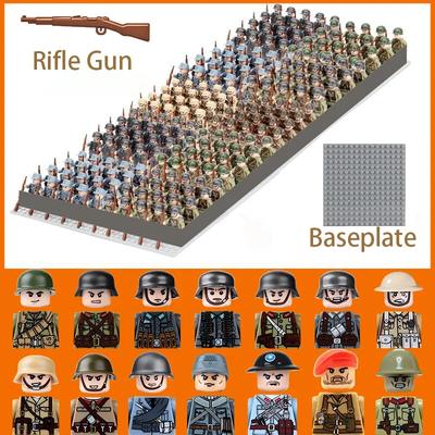 20 pezzi/lotto Soldato Militare WW2 Schieramento Sovietico USA UK Cina Blocchi da Costruzione Mattoncini Figure Bambini Guerra Mini Giocattoli Regali di Natale