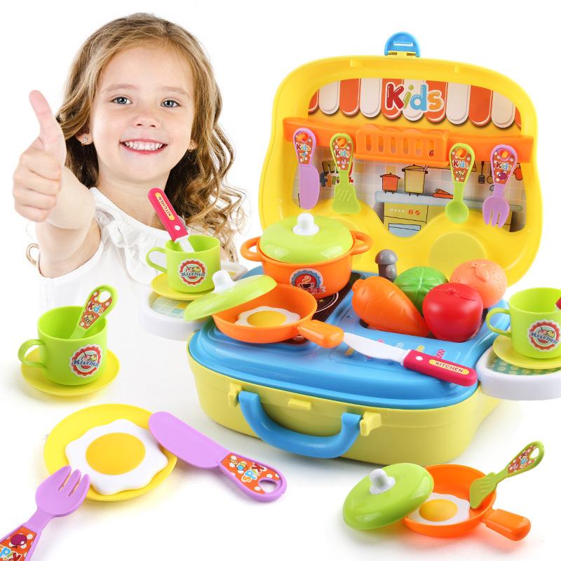 Children'S Play House Toys Simulation Kitchen Suitcase Stove Children Role Play Holiday Gifts