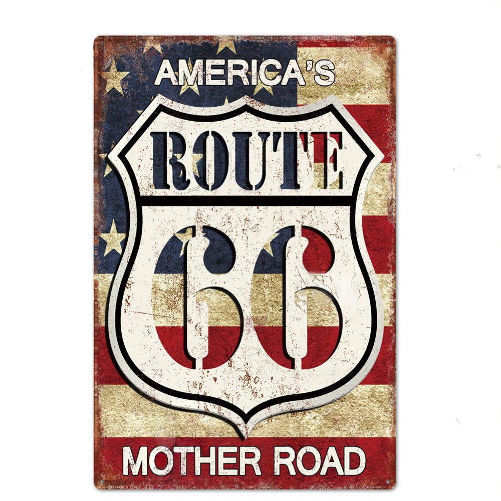 Vintage Metal Tin Signs Route 66 Posters Decor Metal Sign Plaque Vintage Retro Garage Wall Decor Fo Bar Club