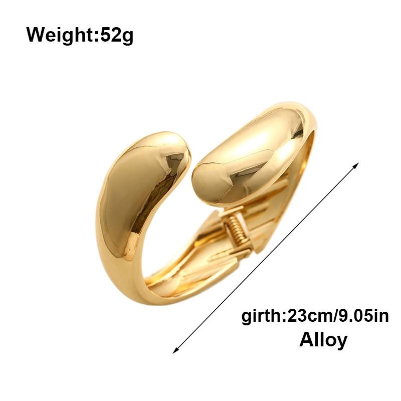 Fashion Smooth Heavy Metal Water Drop Open Bangle Women Hip Hop Rock Gold Color Personality Wide Cuff Bracelets Punk Jewelry