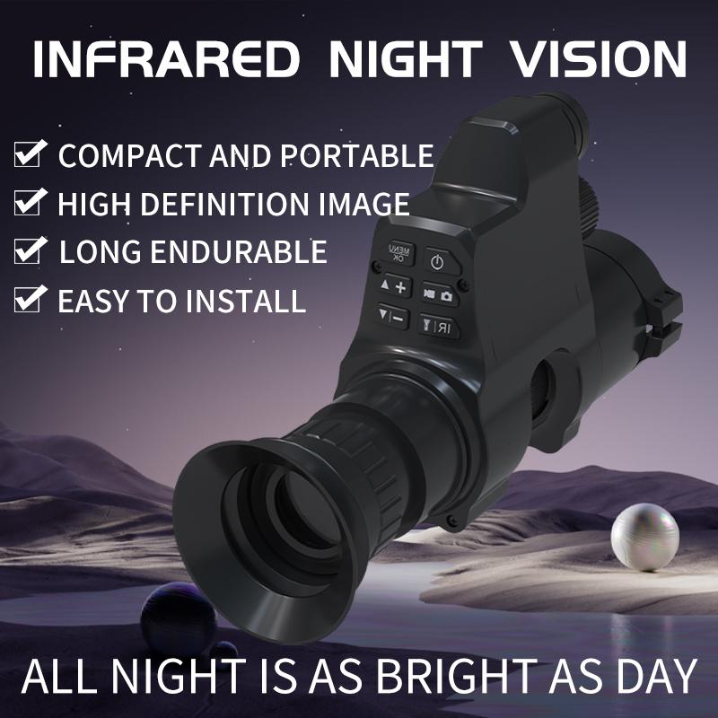 NV4A 300m Infrared Night Vision Sight 4x Digital Zoom Monoculars Telescope Add On Attachment For Hunting Video Recording And photography