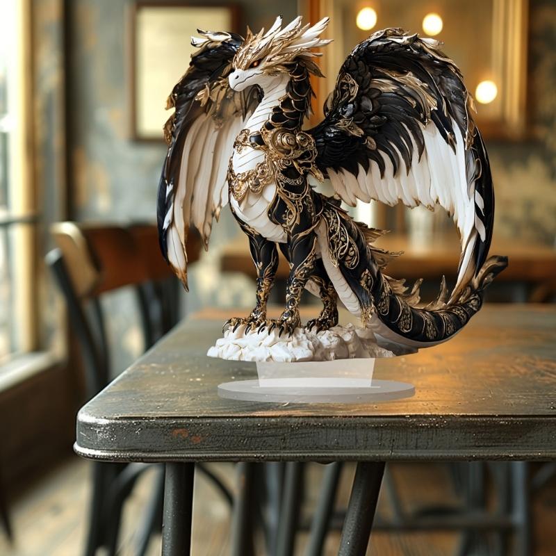Acrylic Dragon Figurines Sculptures Lovely Animal Statues Decorative Ornaments for Living Room,Bedroom Home Decorations