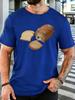 Unisex Funny Bread Cat Meme Graphic Cotton Short Sleeve Tee Crew Neck Relax Fit Male Summer Soft Breathable Casual Street Daily Top