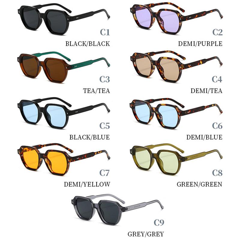  New Fashion Square Women Sunglasses Retro Trending Orange Leopard Rivets Candy Color Sun Glasses Shades UV400