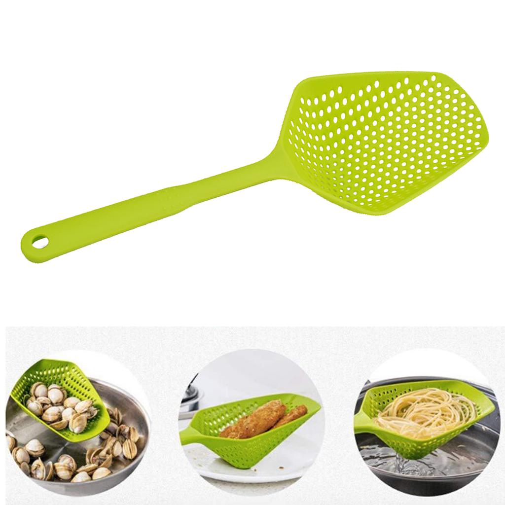 Scoop Colander PP Plastic Integrated Multifunctional Slotted Spoon for Cooking Kitchen Supplies Green