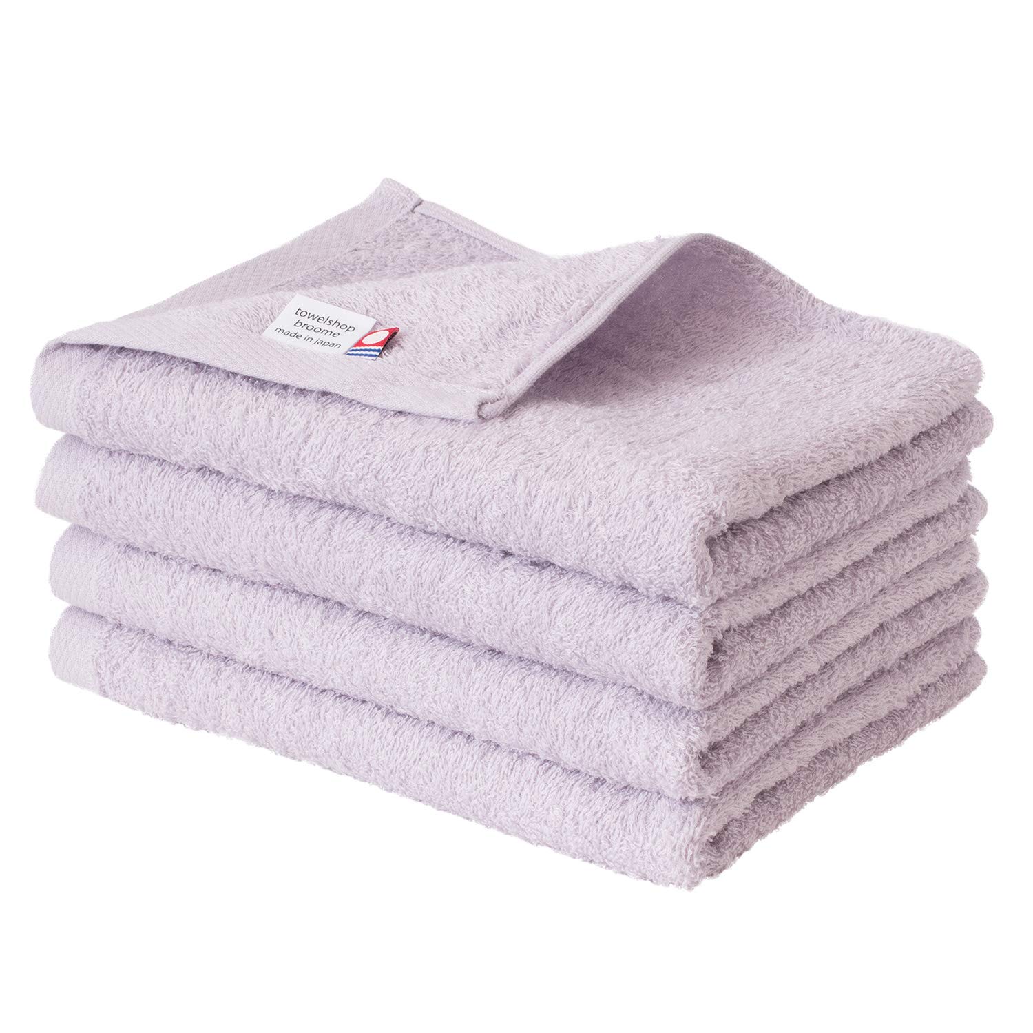 

Bloom Imabari Face Towels, Set of 4, Fleur, Soft, Absorbent, Quick-Drying, Indoor Drying, Thin, Made in Japan, 100% Cotton (Lavender)