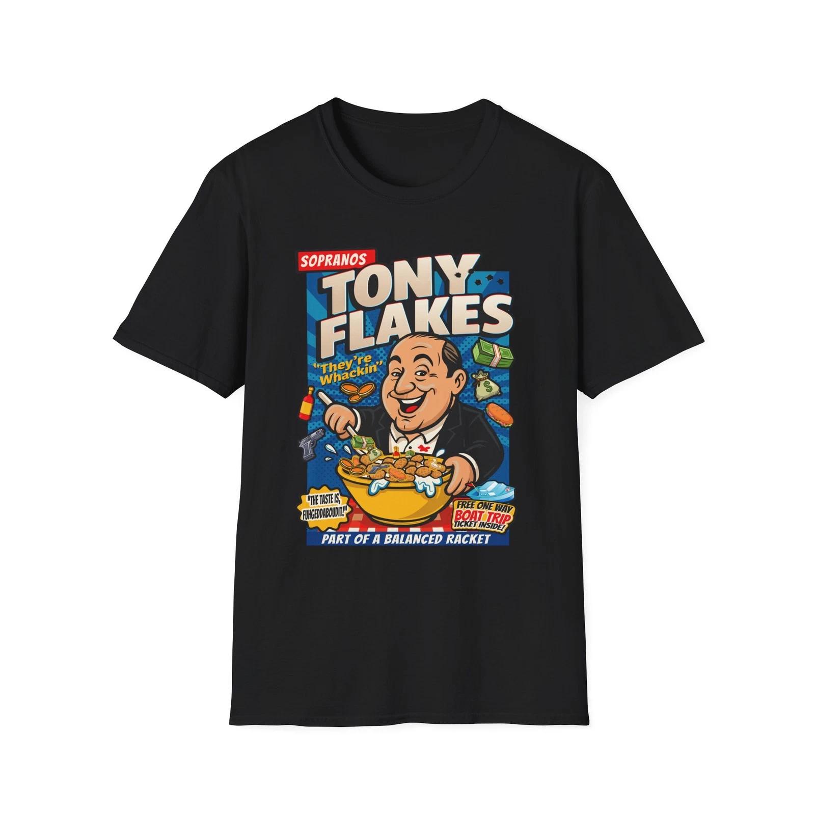 Tony Flakes Design, TV Show Fan Gift, Humorous Tee, Mafia Boss Graphic Shirt L