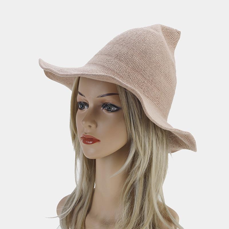 Wizard Hat Female Tide Halloween Decoration Pointed Hat Solid Color Casual Breathable Sun Hat Sun Hat
