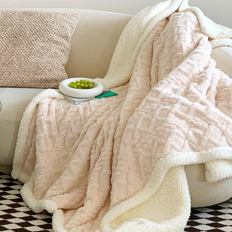 

Winter Taffeta Fleece Blanket, Thick Lamb Coral Fleece, Warm Soft Throw Blanket for Office Nap Sofa Bed, Ins Style Multi Sizes Available 70x100cm бежевый