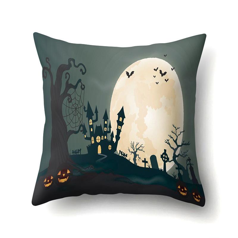 Halloween Polyester Pillow Case Car Waist Pillow Pumpkin Sofa Cushion Cover Office Living Room Pillow Case