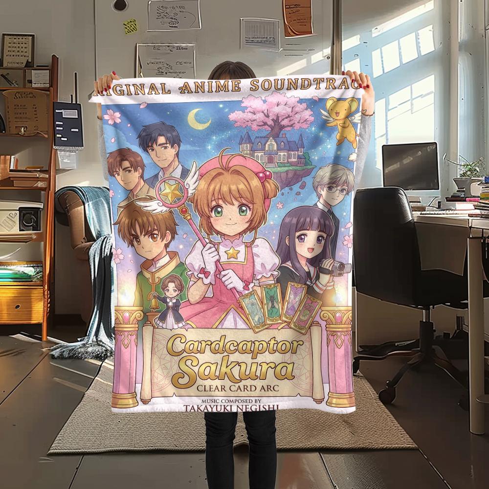 Cardcaptor Sakura Design Druck Flanelldecke, Hohe Qualität, Bequem für Alle Jahreszeiten, Heimdekoration, Wärme und Komfort