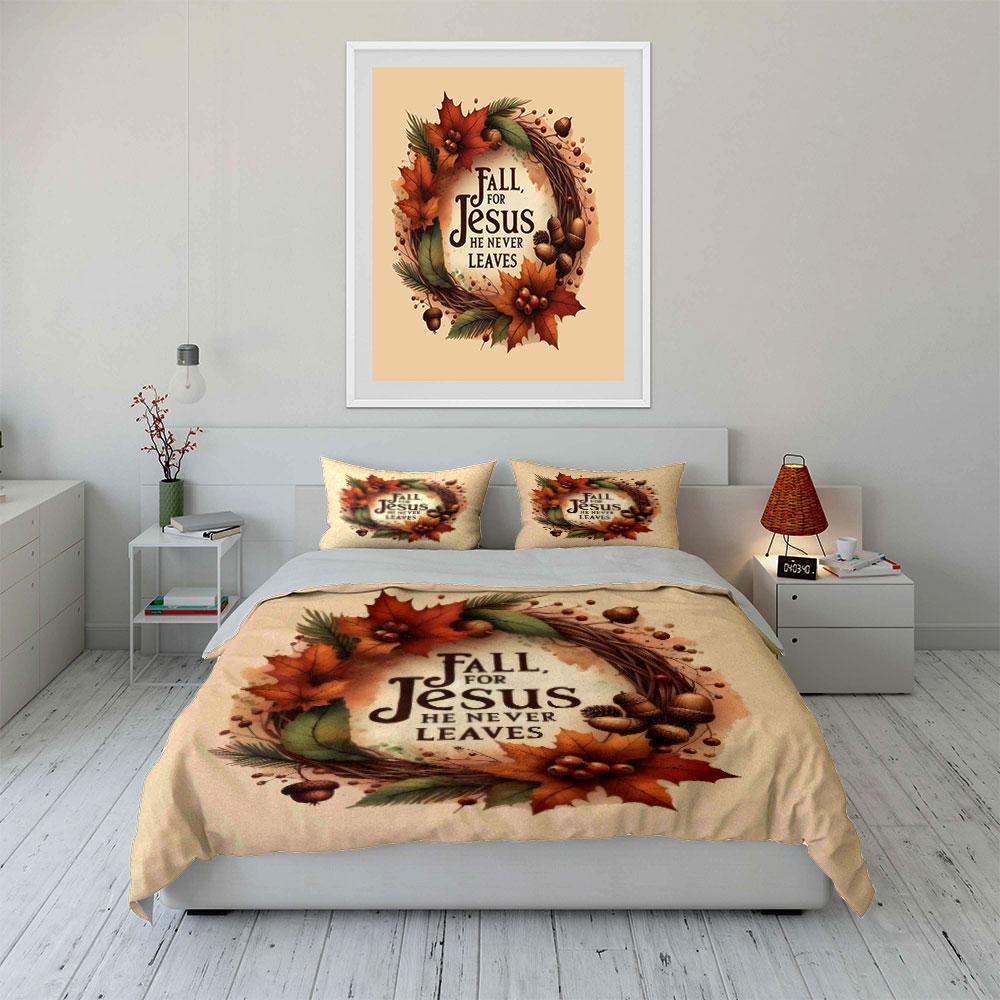 Autumn-Themed Christian Decorative Set Kid'S And Adults' Bedroom Decor, Exquisite Three-Piece Bedding Set Gift