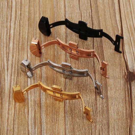 Stainless Steel Flip Lock Butterfly Deployment Clasp Watch Deployant Buckle