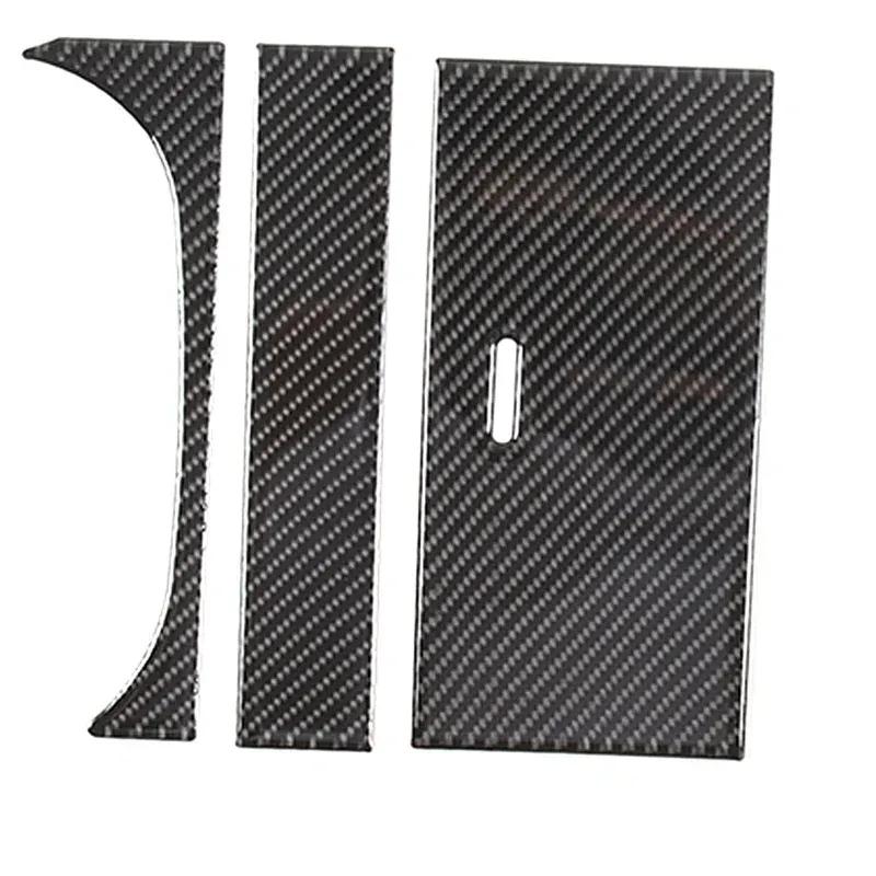 For 2013- Jaguar F-TYPE Soft Carbon Fiber Car Central Control Storage Box Panel Sticker Car Interior Accessories 3Pcs RHD