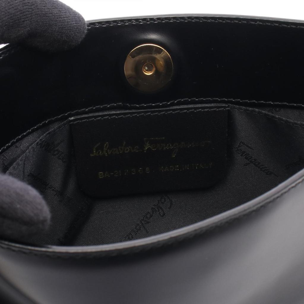 Used Salvatore Ferragamo Gancini mini Shoulder Bag leather Black Beige Used Women