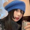 Solid Color Knitted Beanie Cap Wool Painter Hat Casual Mohair Beret  Autumn Winter