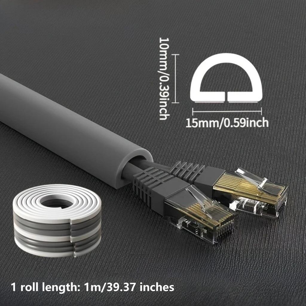 1m PVC Cable Tray Exposed Installation Self Adhesive Invisible Decoration Household Cable Network Cable Concealment Soft Tray