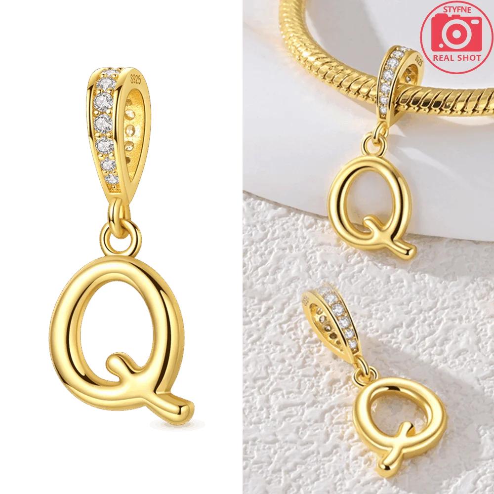 Original Necklace Copper White Zircon Pendant English Letters Women'S Beads Fit Bracelet Anniversary Gift Accessory Diy