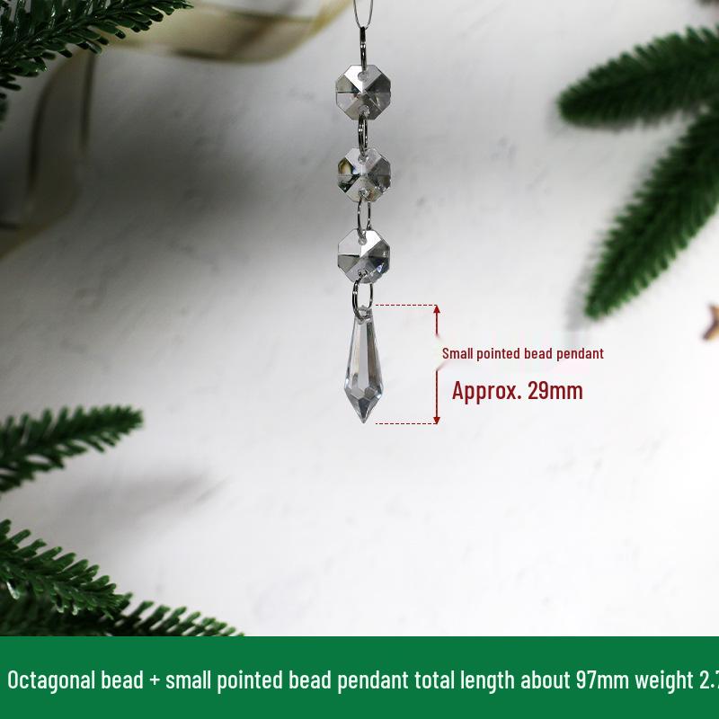 Transparent Acrylic Snowflake Ornament Set with Crystal Bead Strings for Christmas Tree Decoration