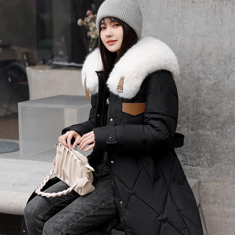 Autumn Long Sleeve Thickened Warm Down Coats Women Outwear Casual Office Lady Long Overcoat Korean Fashion New Winter Solid Jackets