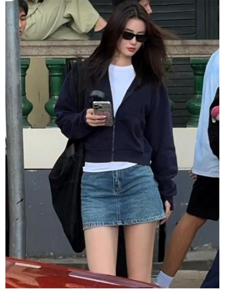 Damen Kurze Hoodie-Jacke - Frühher Herbst 2025, Neuer Koreanischer Stil, Petite Strickjacke, Dickes Oberteil