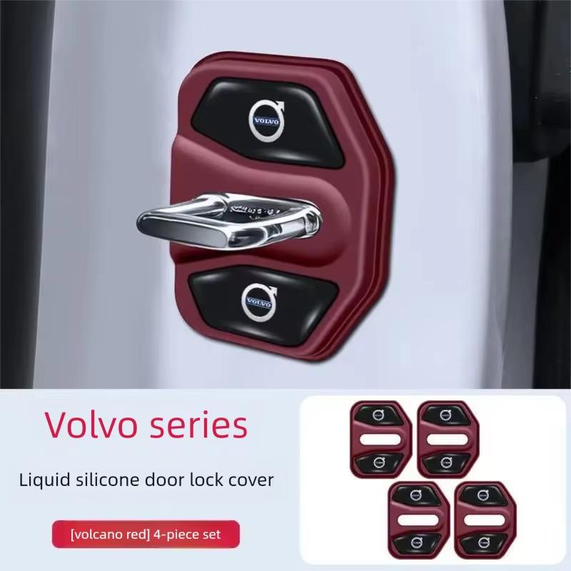 Car Silicone Door Lock Cover Protective Cap Sticker Accessories For Volvo Rdesign T6 AWD C30 C70 S40 S60 S70 S80 S90 V40 V50 V60