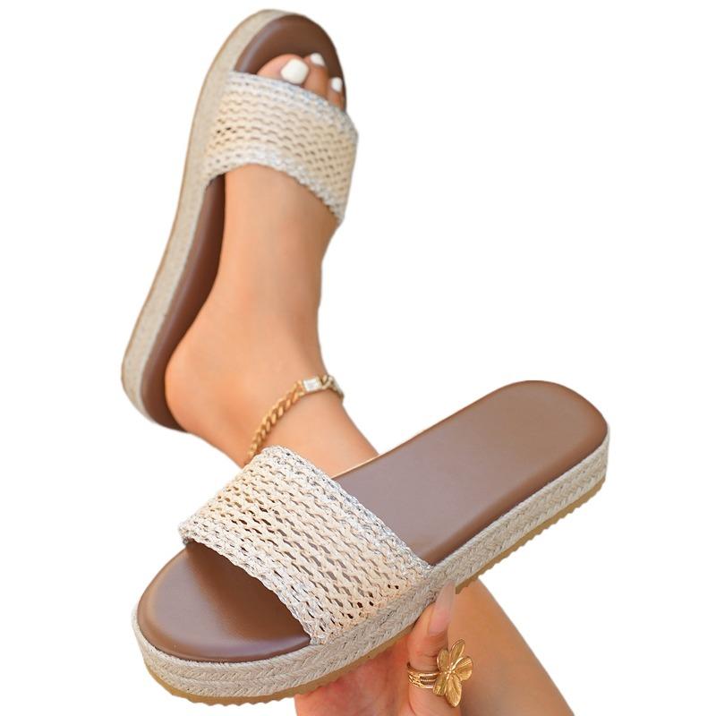 Fashion Weave Mesh Slippers for Women Summer Platform Shoes 2025 New Casual Slingback Sandals Designer Fashion Flip Flops Beach Slides