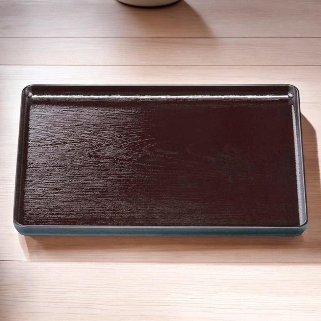 Oju Wood Grain Tray Shaku Shintame Made In Japan J-kitchens (5 5cm) - Lacquerware, Non-Slip, 45cm,