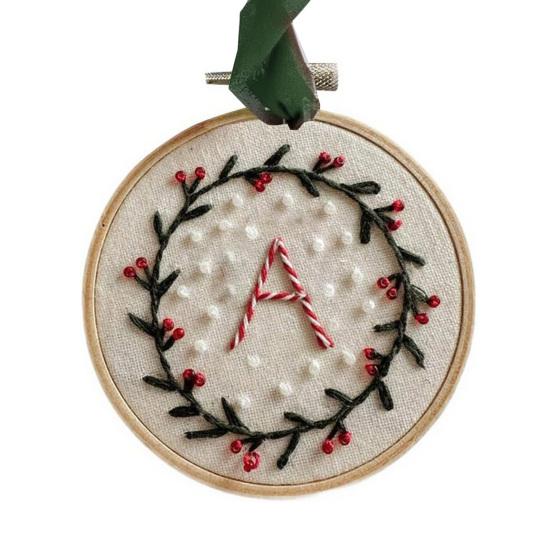 Yousheng DIY Embroidered Christmas Ornament Embroidered Initial Crafting Kit Mini Christmas Embroidery Kit for Beginners Xmas Tree Decor