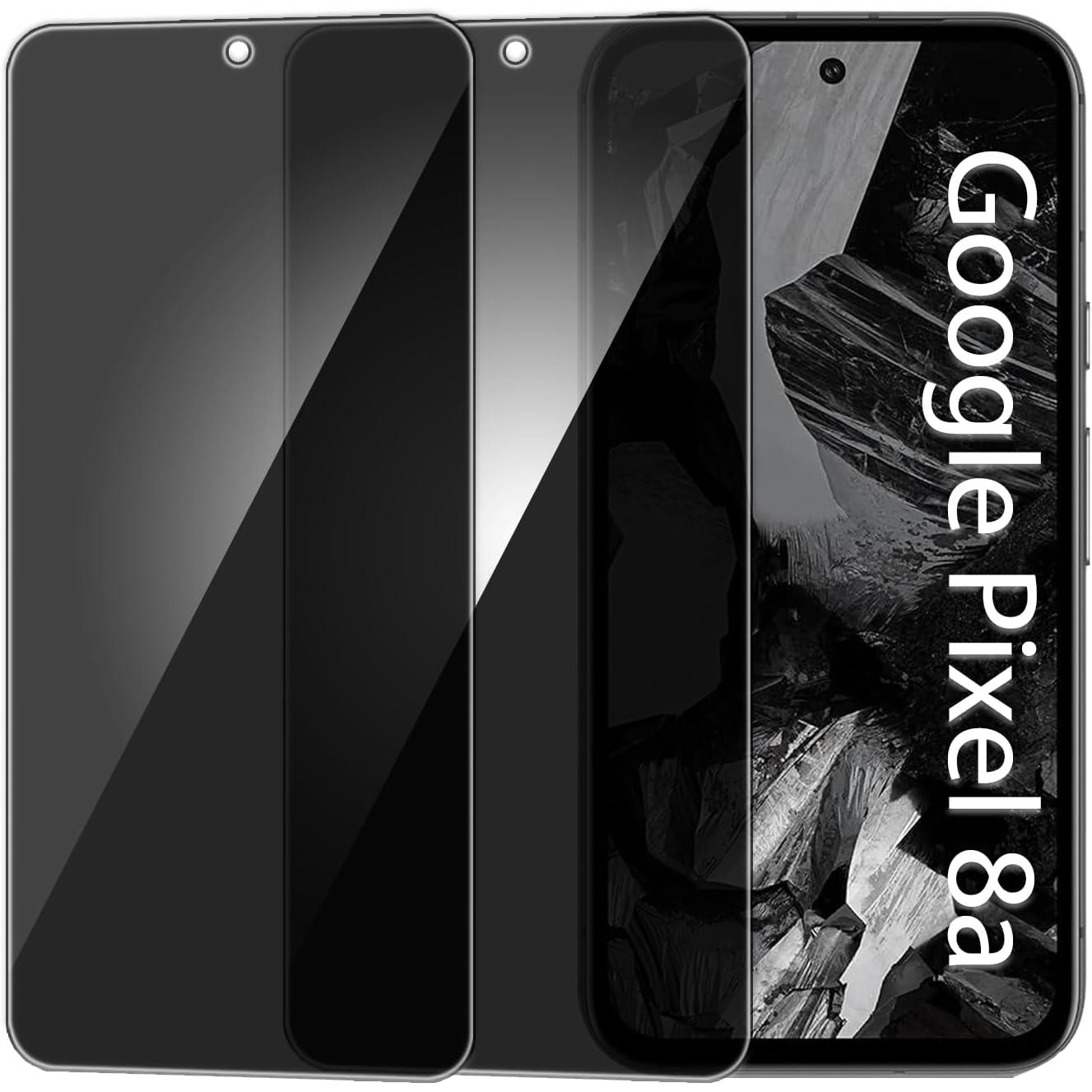 

2 PACK Privacy Filter Tempered Glass Film AntiSpy Shield Screen Protector for Google Pixel 8A 2 pieces