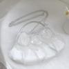 Elegant White Silk Floral Clutch Bag With Bow Detail Evening Purse Wedding Guest Or Bridal Party