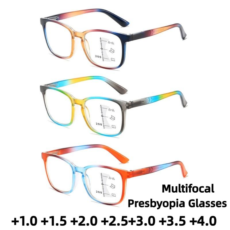 Neutral Classic Square Frame Multifocal Reading Glasses Anti Blue Light High Definition Presbyopia Glasses TO +4 0
