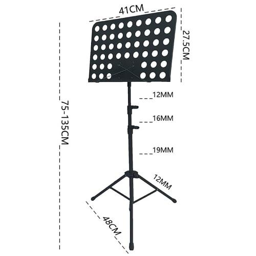 Folding Music Stand, Adjustable Height (75-135cm), Tripod Stability, Tri-Fold Design, Multi-Function Desktop Stand for Reading and Writing