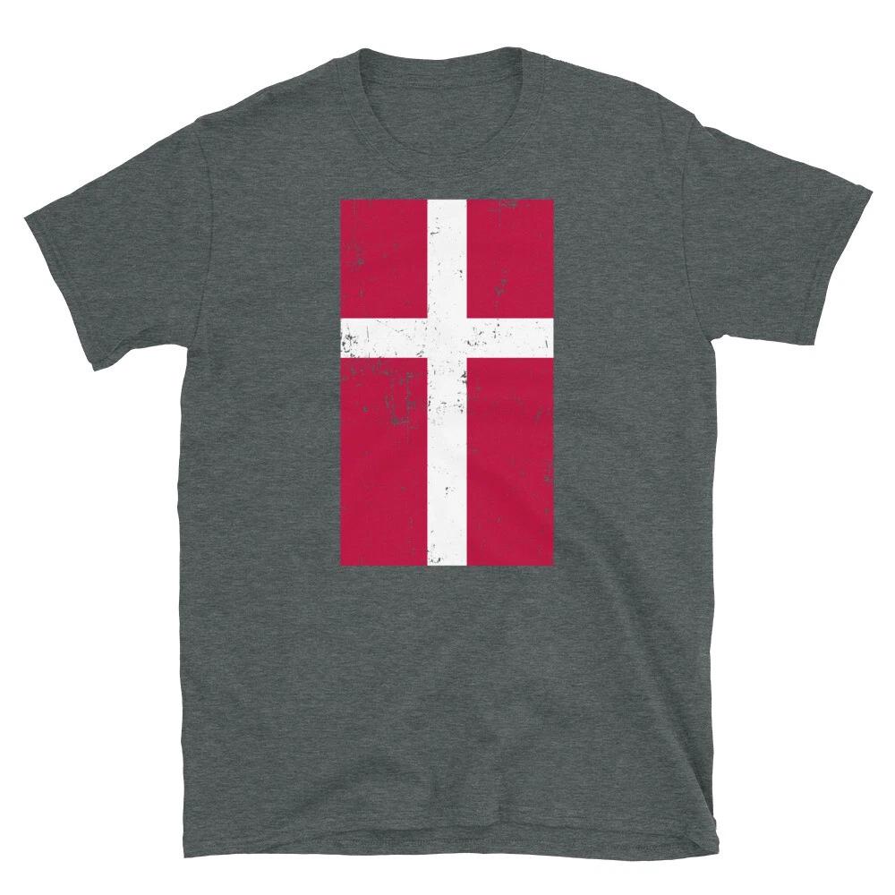 Denmark Europe Copenhagen Distressed Flag Short-Sleeve Unisex T-Shirt