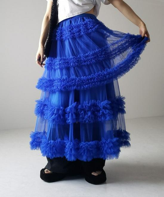 Japanese Style Spring/Summer Women's A-Line Midi Skirt with Anti-Exposure Hand-Stitched Three-Layer Net Yarn
