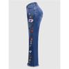 European And American Style High Elastic Embroidered Big Horn Tight Fitting Slim Casual Daily Jeans For Women