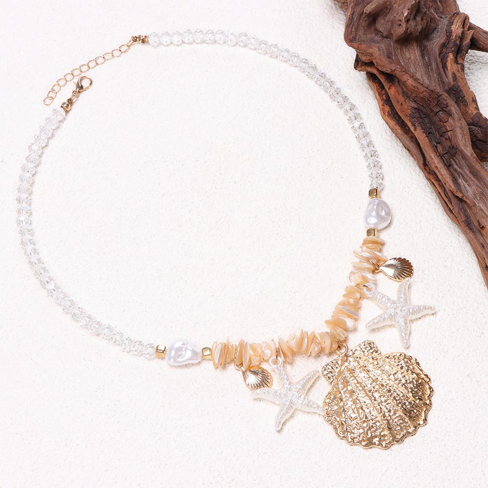 Bohemian Shell Necklace With Pearl Pendant For Summer Beach Party Wear