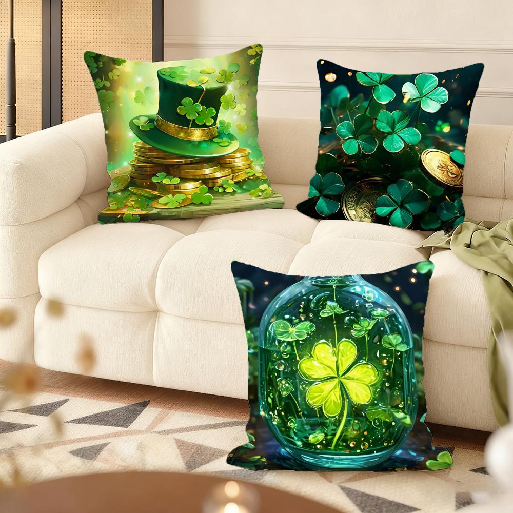 St. Patrick'S Day Cushion Cover Soft Short Plush Pillow Cover Smooth Cozy Texture Aesthetic Cushion Case Home Decor