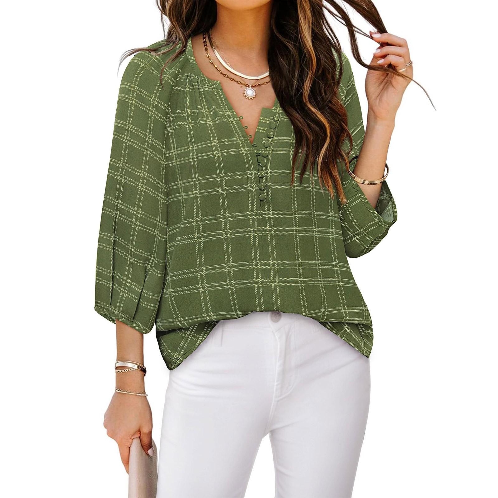 

Женские топы с длинным рукавом, модные повседневные плиссированные рубашки с замком L армия зеленый