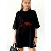 Oversized T Shirt Dress Black Love Heart Print Graphic For Casual Wear And Daily Outfits