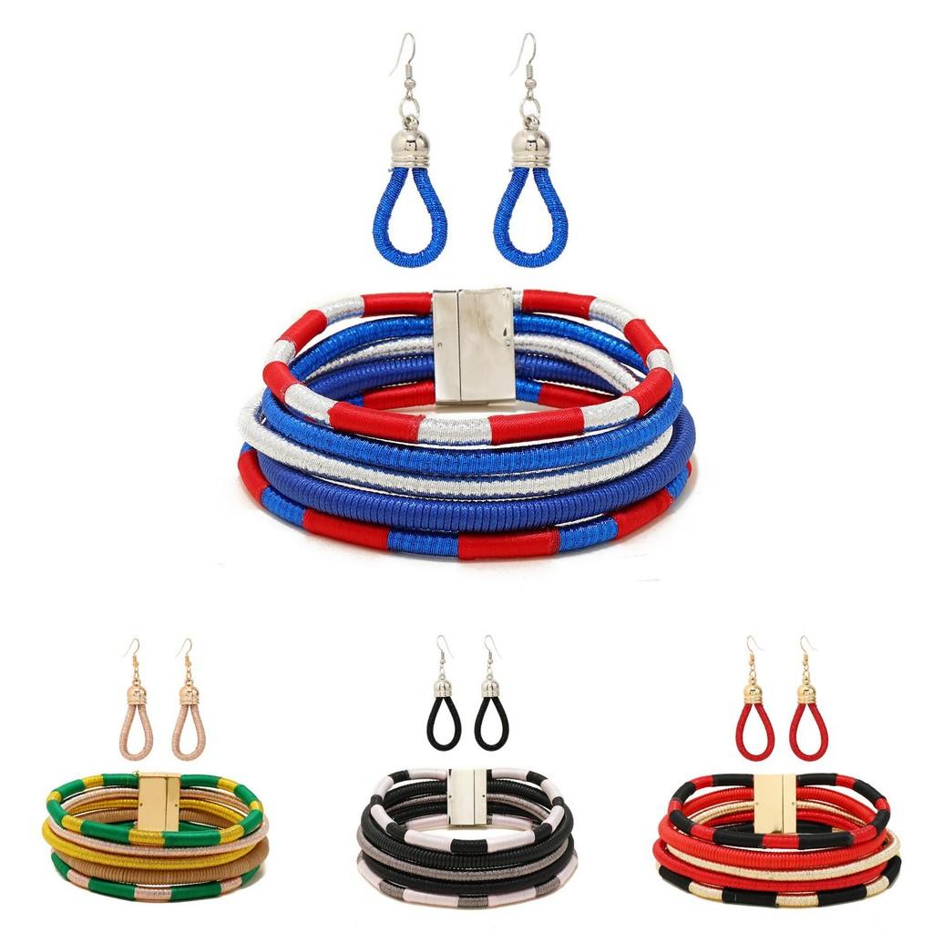 African Flare Jewelry Set With Electroplated Alloy Chains And Celestial Pattern Accessories For Women