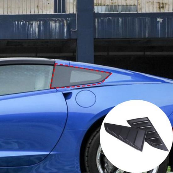 Matte Black Side Window Louvers Shades Cover Tirm Fit For Corvette C7 2014-