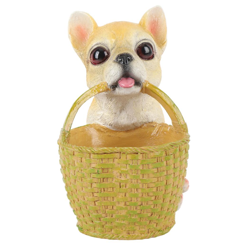 Cute Dog Ornament Entry Key Storage Basket Puppy Statue for Living Room Entrance Office Decoration