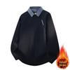 Men's 2025 Autumn/Winter Lapel Knitwear Hoodie with Velvet Lining