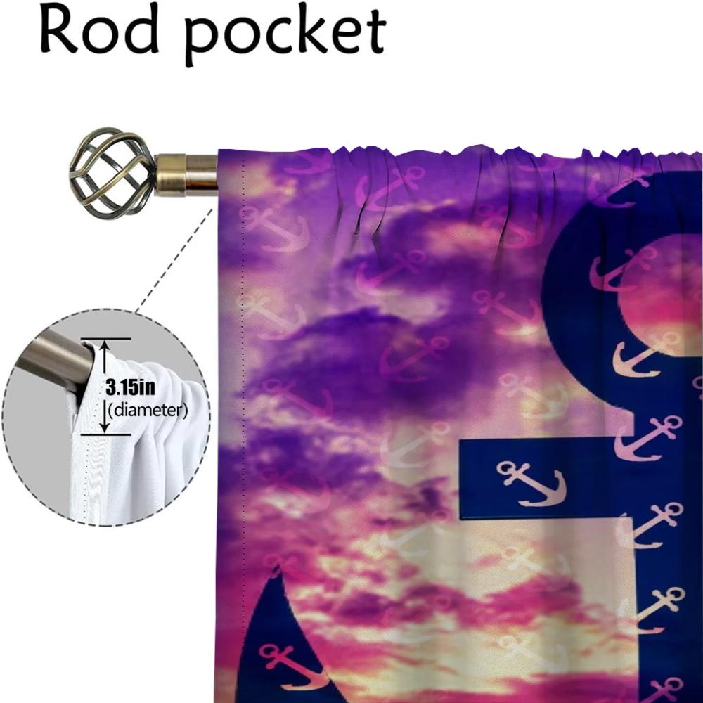 Anchor Halloween Decoration Home Interior Curtains 2 Pieces Partition Blackout Curtain for Room 2 Panel Tulle for Bedroom Living