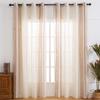 Beige Linen Embroidered Window Screen, Semi-Blackout Fresh Geometric Embroidered Window Screen, Bedroom Kitchen Living Room Study Curtain