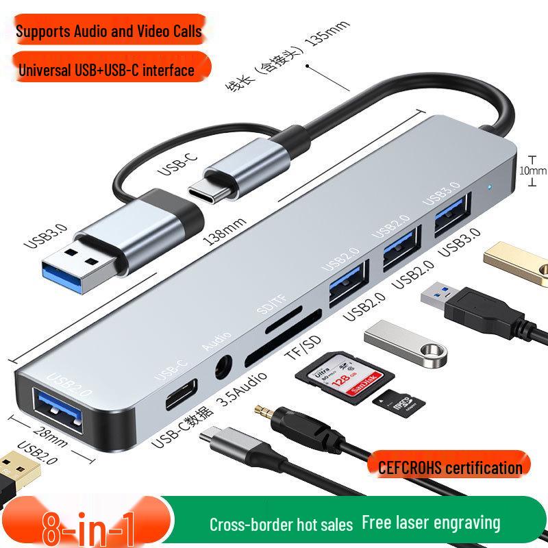 

Трансграничный USB-C-концентратор: Адаптер 7/8-в-1 для ноутбука, планшета и телефона